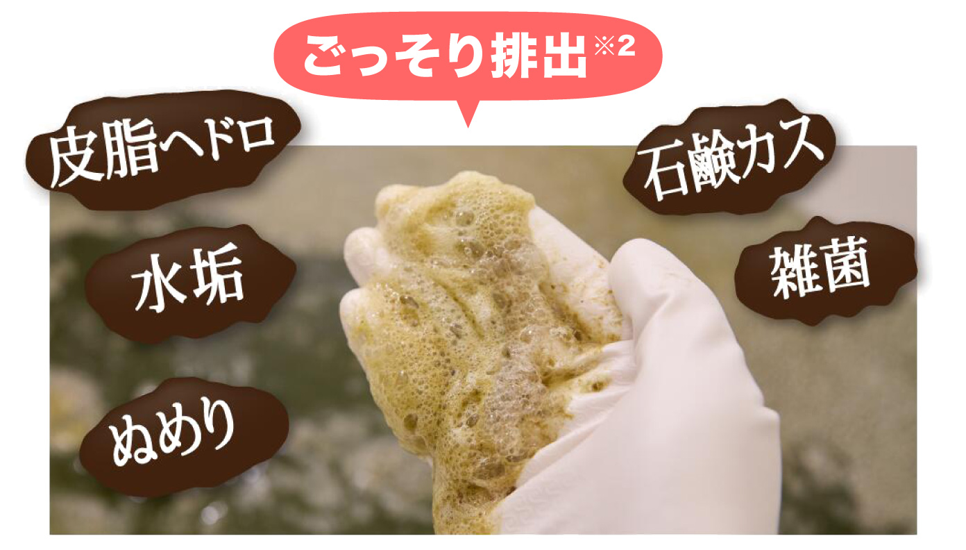 皮脂ヘドロ・水垢・ぬめり・石鹸カス・雑菌　ごっそり排出!